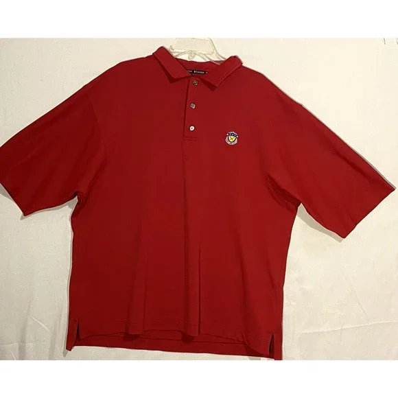 FootJoy FJ Red Golf Polo Shirt XL Men Short Sleeves BelAir Country Club Insignia - Picture 2 of 12